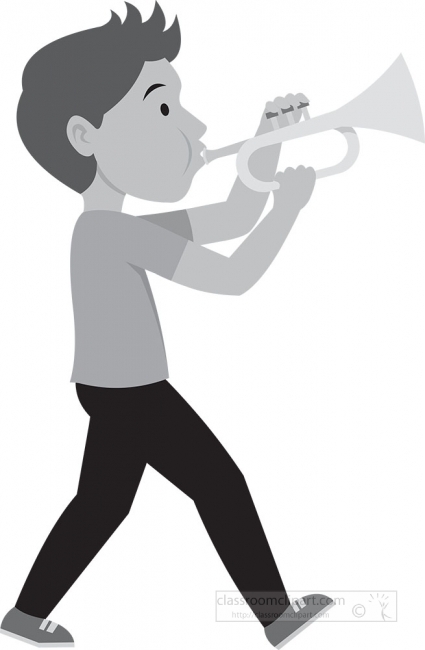 gray color clipart student playing trumpet school band