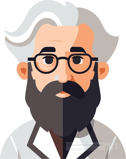 gray haired scientist with beard clip art