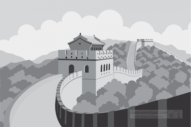 great wall of china china gray color clipart