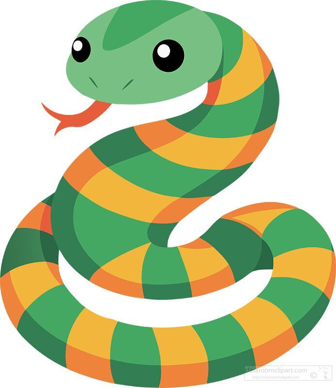 green and orange striped snake curls