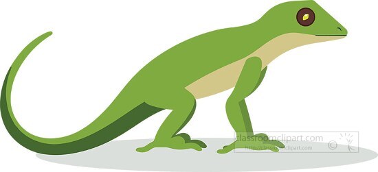 green anole lizard cartoon with a long tail