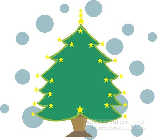 green christmas tree with yellow stars clipart