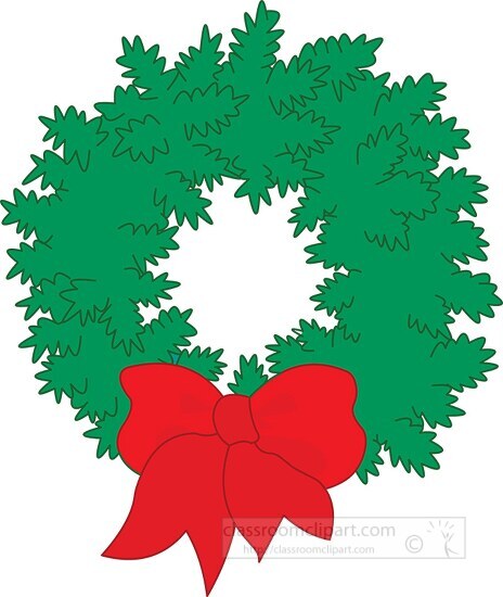 green christmas wreath with bow clipart 20A