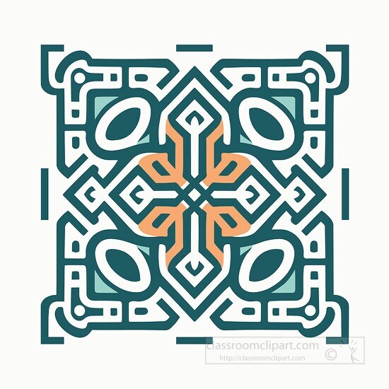 green orange celtic knot design clip art