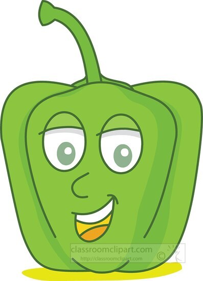 green pepper cartoon character vegetable