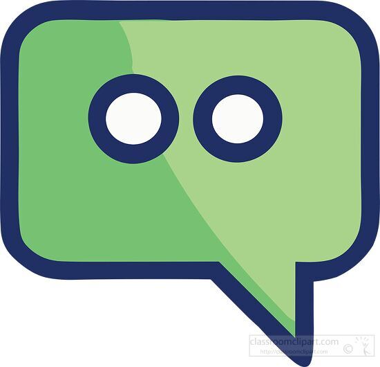 green rectangle speech bubble two dots