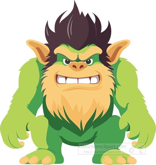 Fantasy Clipart-green troll with an angry face