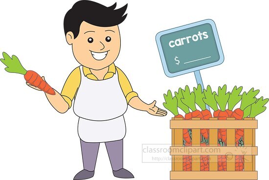 grocer selling vegetable carrot clipart