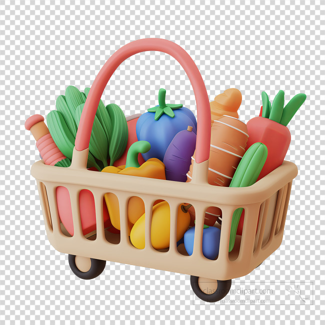 grocery shopping on wheels 3d clay icon transparent png