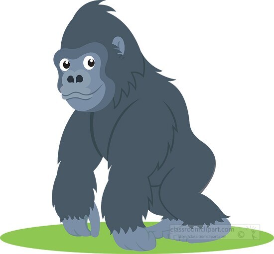 ground dwelling cartoon style gorilla primate clipart