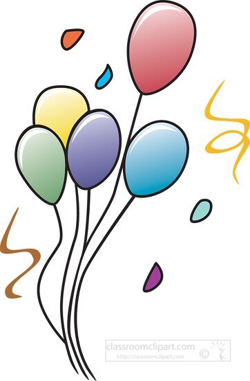 group of balloons with confetti clipart