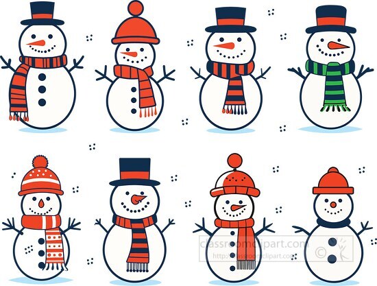 group of eight snowman icons