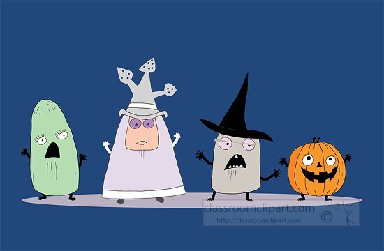 group of little halloween monsters