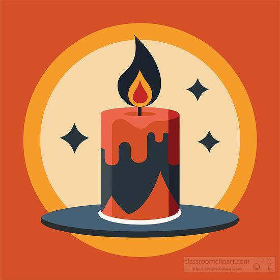 halloween black and orange candle with a black flame