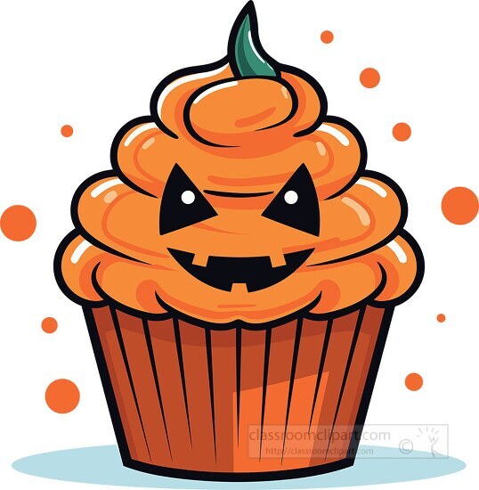 halloween cupcake with scary pumpkin face