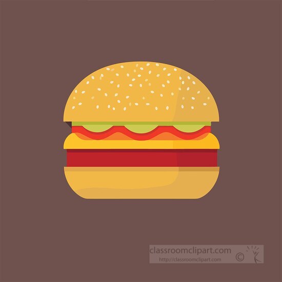 hamburger is shown on a brown background