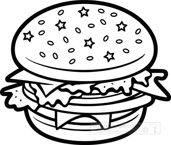 hamburger with cheese black outline