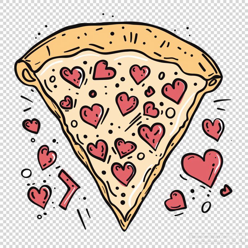 Hand Drawn Pizza Slice With Hearts Design for Fun