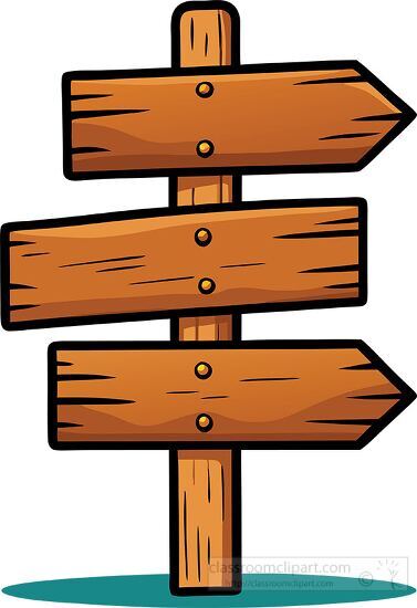 hand drawn signpost with three uneven wooden planks