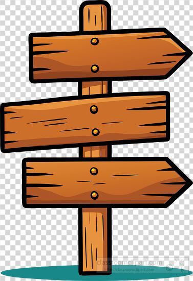 hand drawn signpost with three uneven wooden planks transparent png