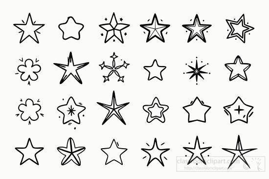 hand drawn stars and hearts with different arrow styles