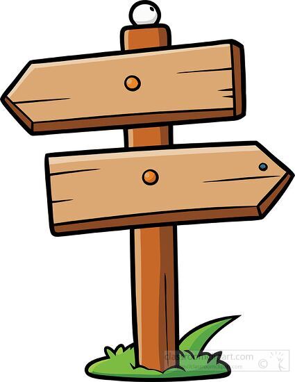 Hand drawn wooden signpost with two blank arrows