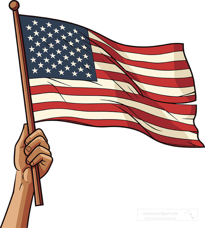 hand holding american flag rustic looking clip art