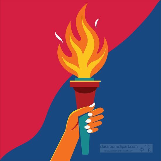 hand holding olympic style torch colorful image