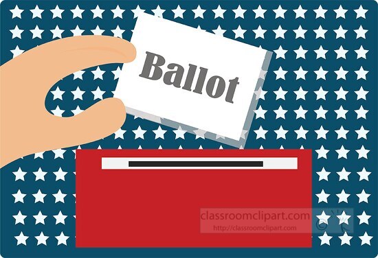 hand placing ballot into ballot box clipart