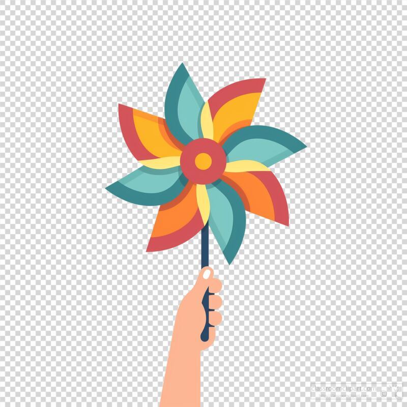 Handheld Pinwheel Spinning in Vibrant Colors