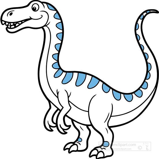 happy long necked dinosaur black outline clipart