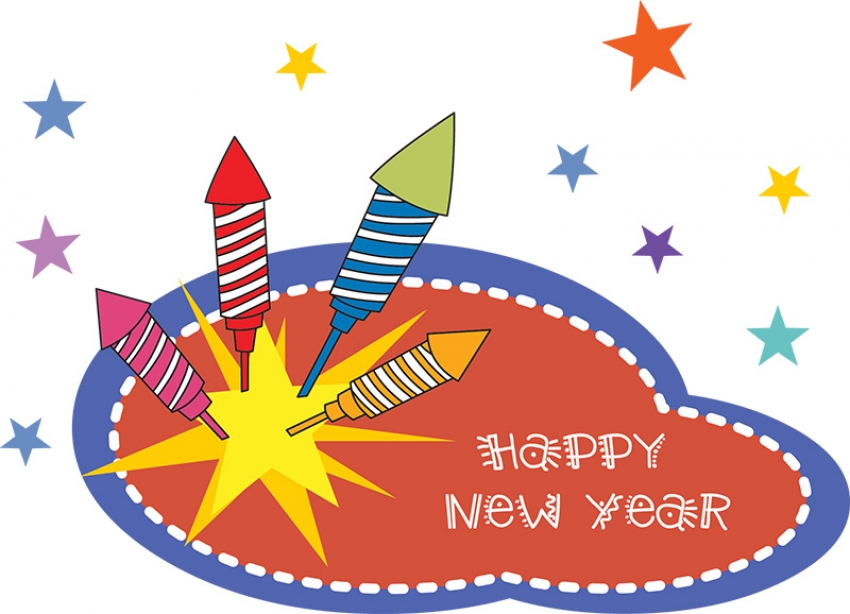 happy new year fireworks clipart