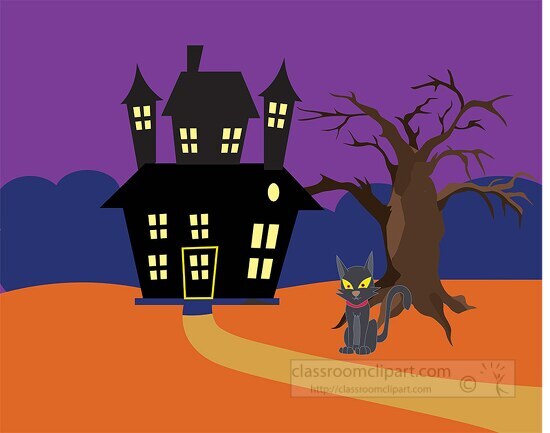 haunted house purple halloween sky