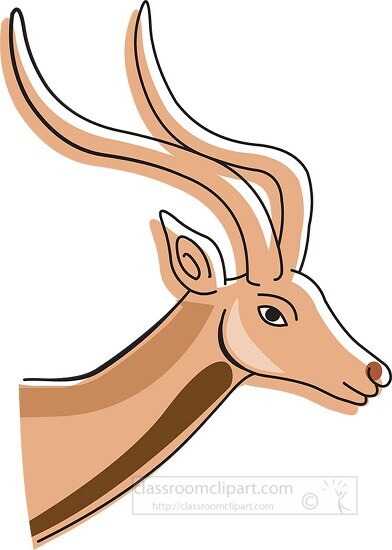 head gerenuk antelope with long horns clip art