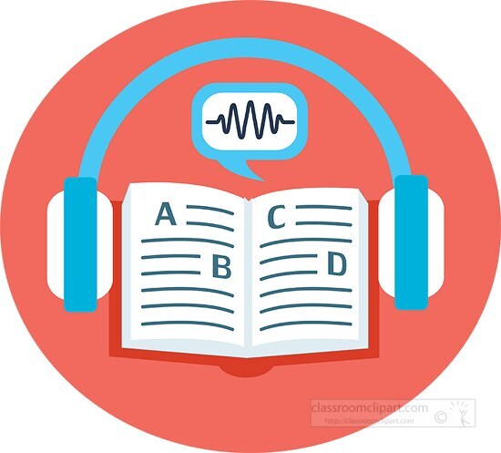 headphone with book round background clipart