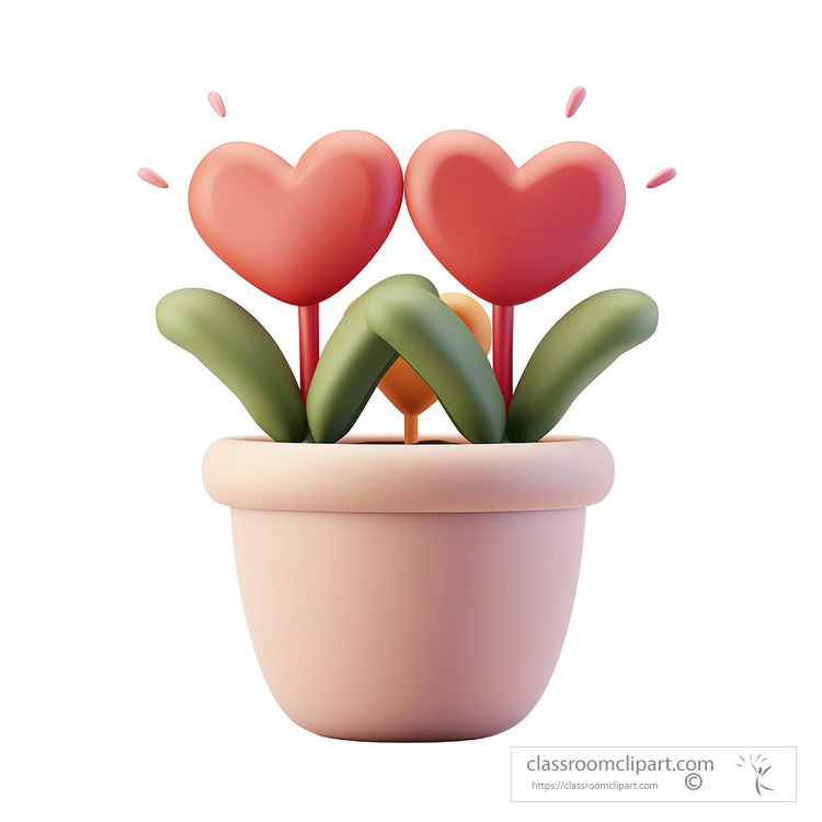 heart plant pot Icon 3d clay