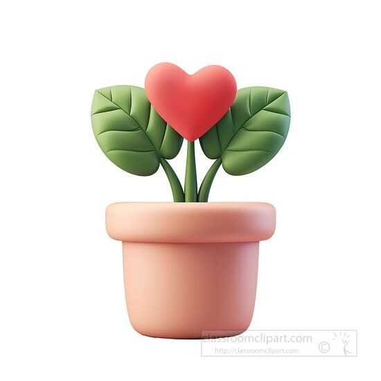 heart shaped plant pot Icon 3d clay