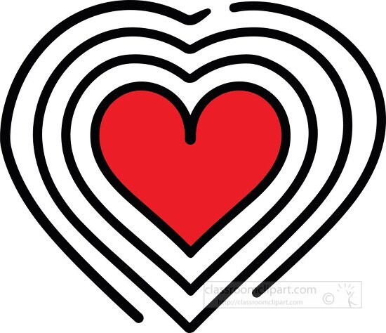 heart symbol black lines with a solid red center