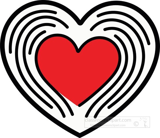 heart symbol with multiple outlines radiating from a red center