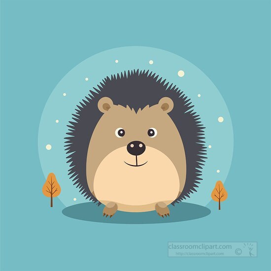 hedgehog sitting with blue background clip art