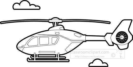 helicopter with rotating blades printable black outline clipart