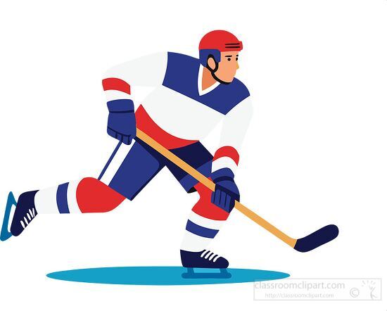 hockey player in action wearing a team jersey uniform and holdin