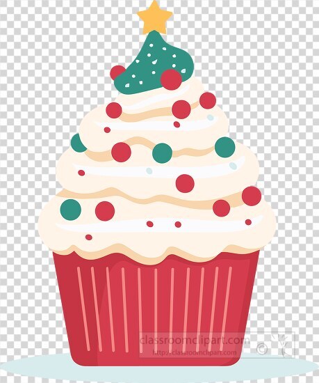 holiday cupcake with red and green sprinkles
