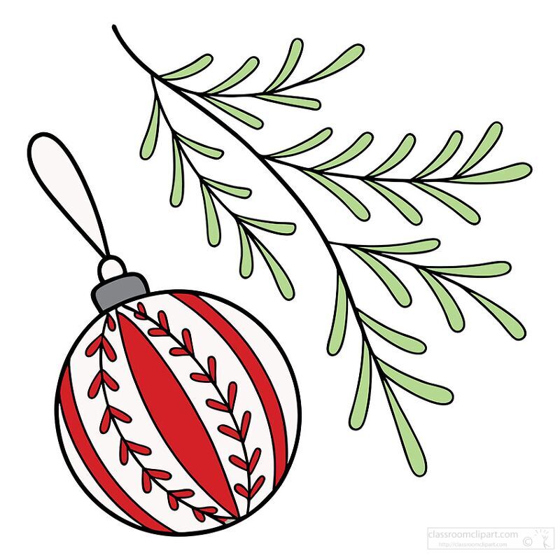 holiday ornament with striped designs paired with a light green 