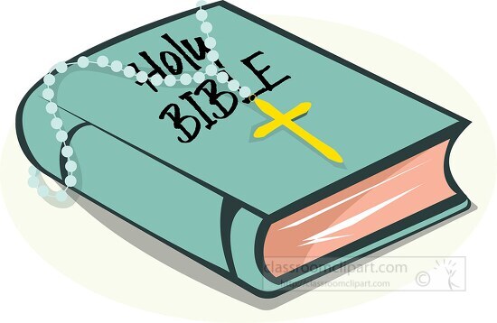 holy bible with rosary beads on it clipart
