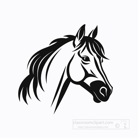 horse face black outline clip art