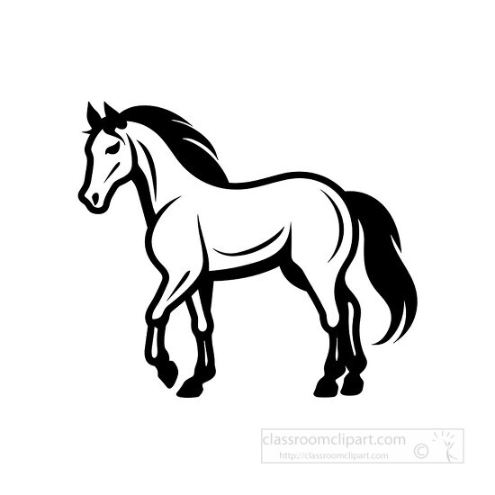 black and white clipart horses