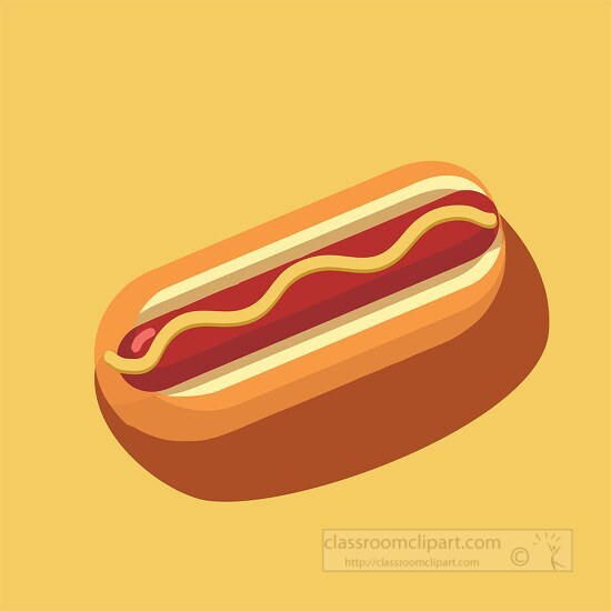 hot dog with mustard and ketchup on a yellow background