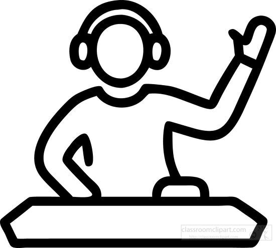 icon of a DJ using headphones in a line style