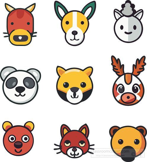 icons of a variety of different animal faces